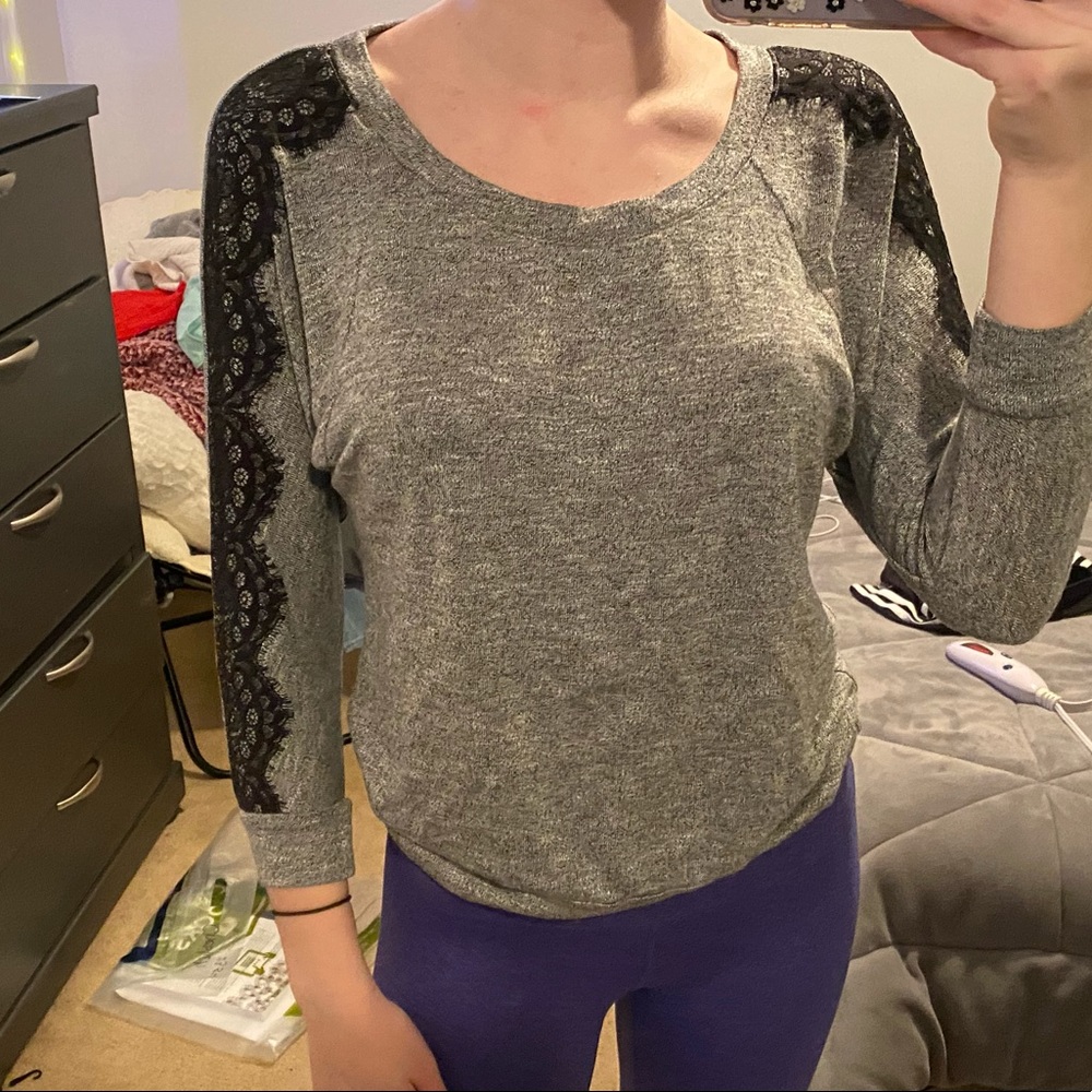 Sweater with Lace On the Sleeves